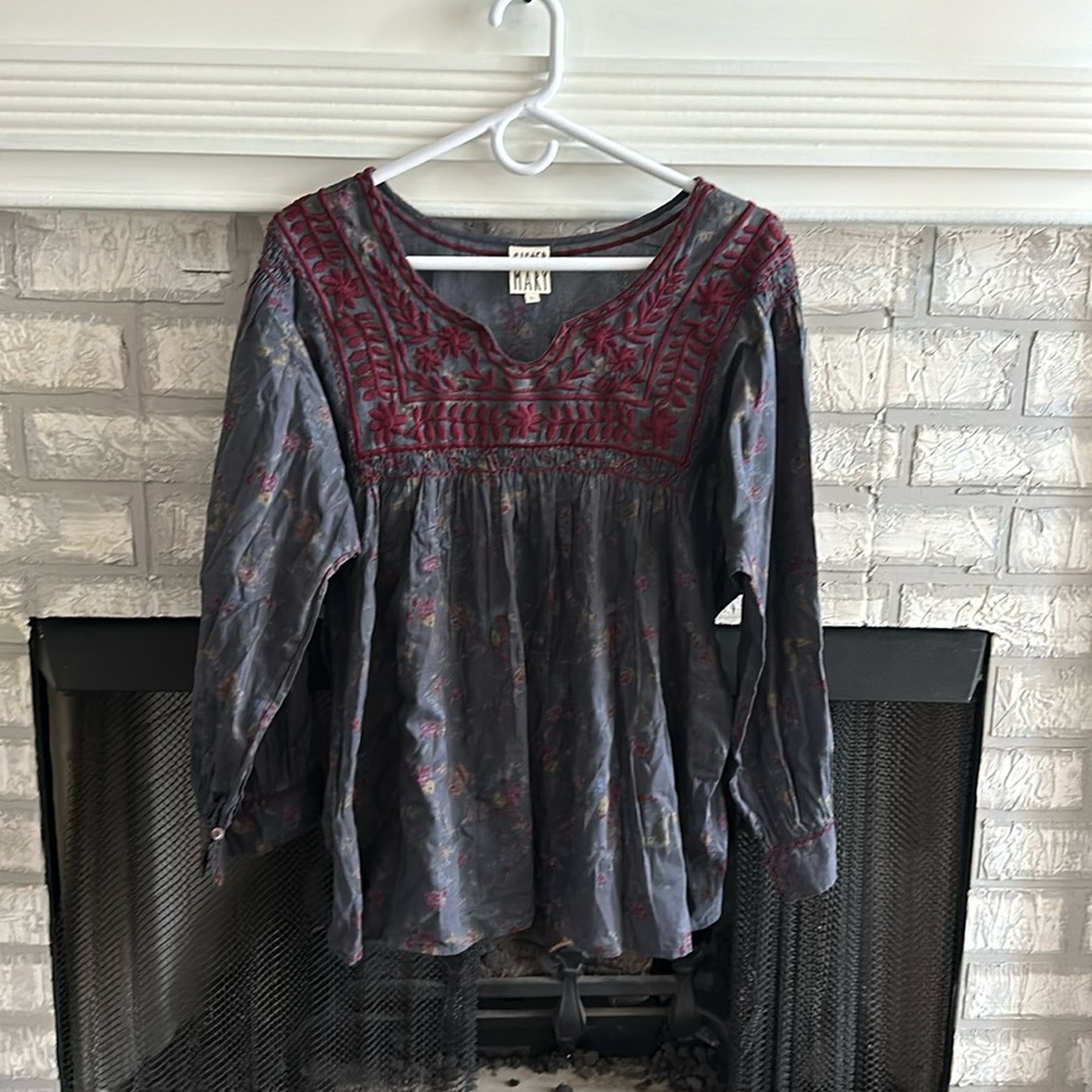 Sister Mary 100% cotton Patsy Ray embroidered blouse- large
